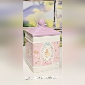 Pastel Pink and White Ceramic Canister